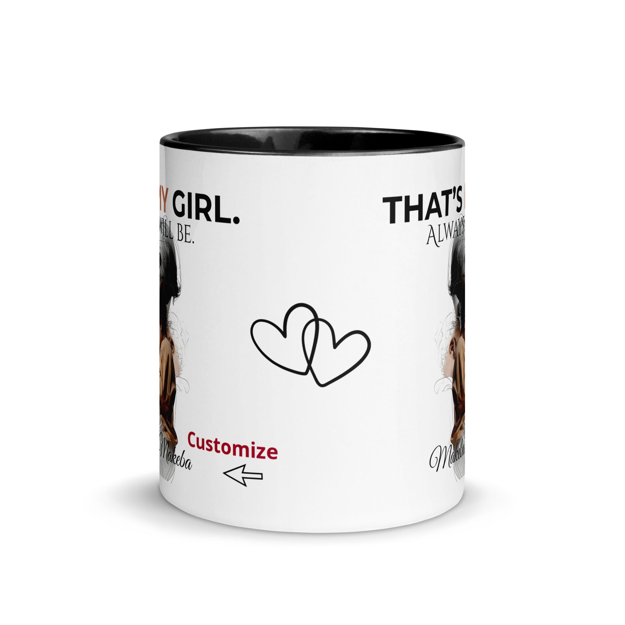 Dadisms 'My Girl' Line Duo Mug II (Color Block)-personalized with daughter’s name-Love & Fealty-Black-11 oz-Love and Fealty