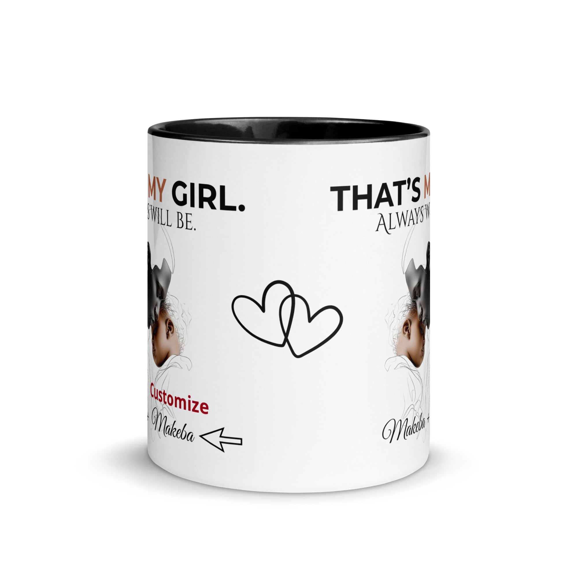 Dadisms 'My Girl' Line Duo Mug I (Color Block)-personalized with daughter’s name-Love & Fealty-Black-11 oz-Love and Fealty