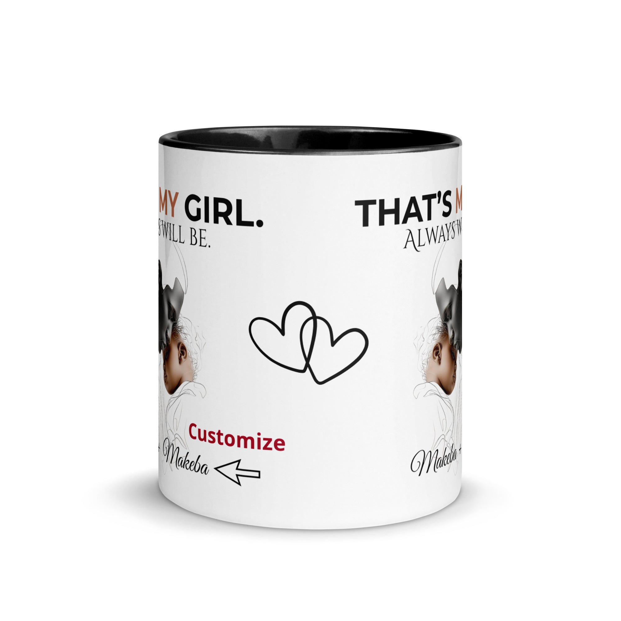 Dadisms 'My Girl' Line Duo Mug I (Color Block)-personalized with daughter’s name-Love & Fealty-Black-11 oz-Love and Fealty