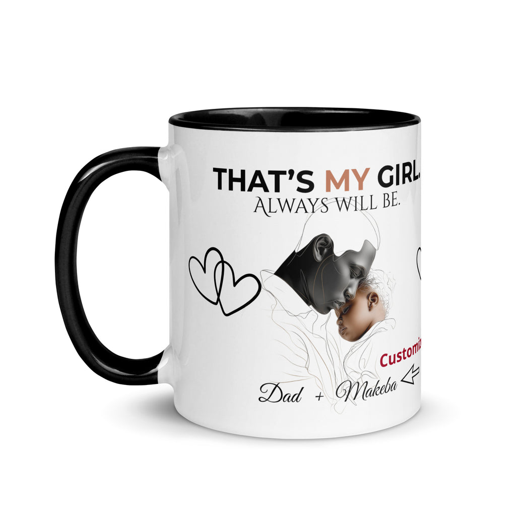 Dadisms 'My Girl' Line Duo Mug I (Color Block)-personalized with daughter’s name-Love & Fealty-Black-11 oz-Love and Fealty