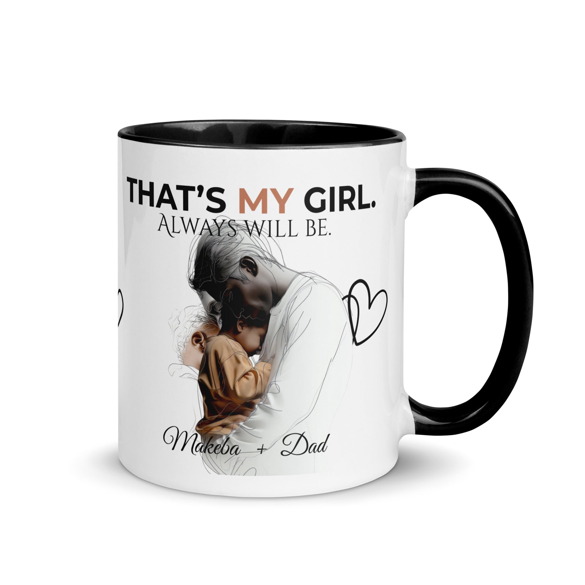 Dadisms 'My Girl' Line Duo Mug II (Color Block)-personalized with daughter’s name-Love & Fealty-Black-11 oz-Love and Fealty