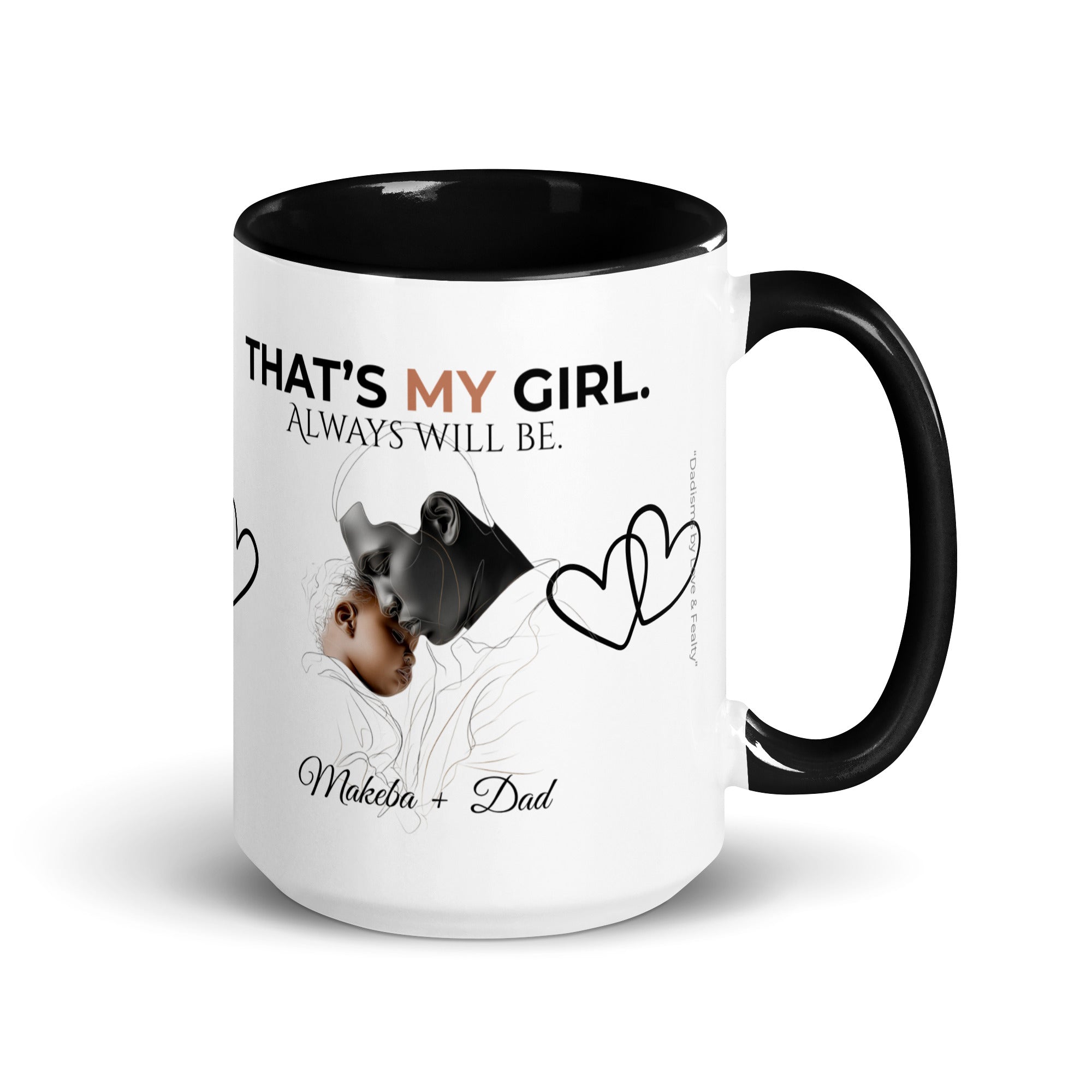 Dadisms 'My Girl' Line Duo Mug I (Color Block)-personalized with daughter’s name-Love & Fealty-Black-11 oz-Love and Fealty