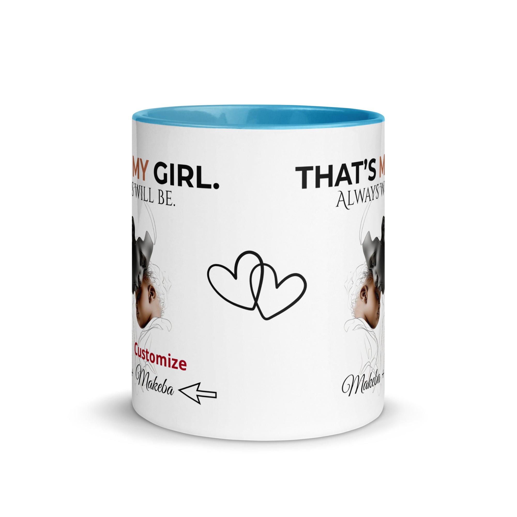 Dadisms 'My Girl' Line Duo Mug I (Color Block)-personalized with daughter’s name-Love & Fealty-Black-11 oz-Love and Fealty
