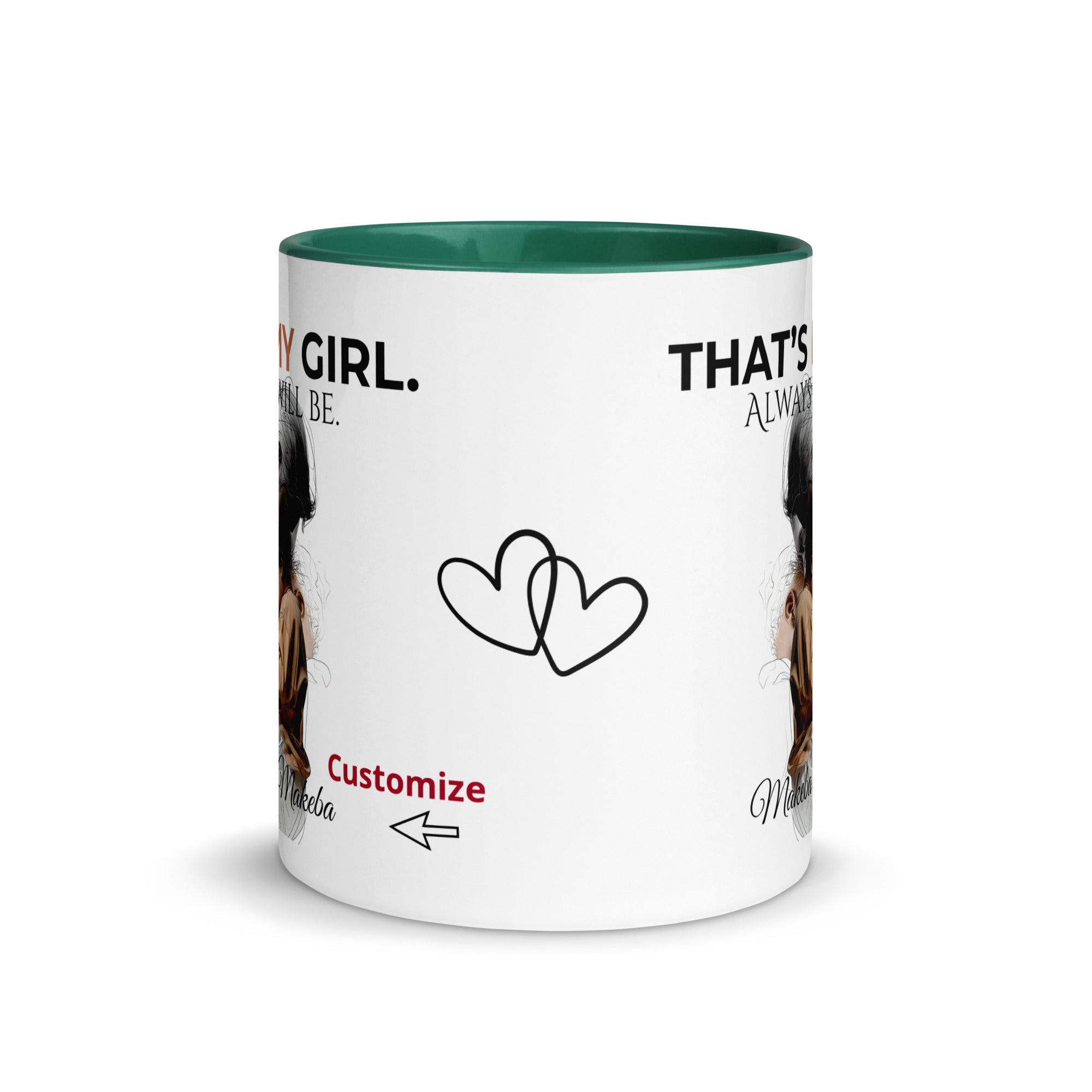 Dadisms 'My Girl' Line Duo Mug II (Color Block)-personalized with daughter’s name-Love & Fealty-Black-11 oz-Love and Fealty