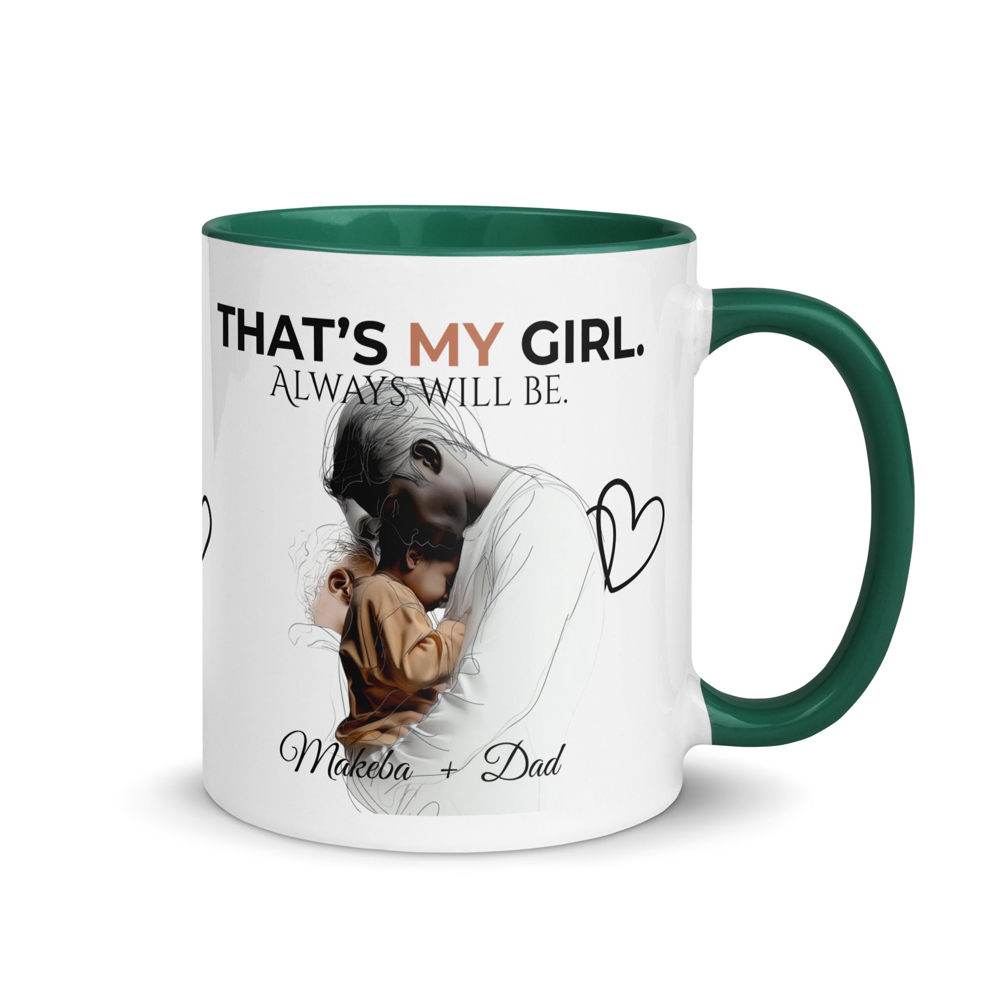 Dadisms 'My Girl' Line Duo Mug II (Color Block)-personalized with daughter’s name-Love & Fealty-Black-11 oz-Love and Fealty