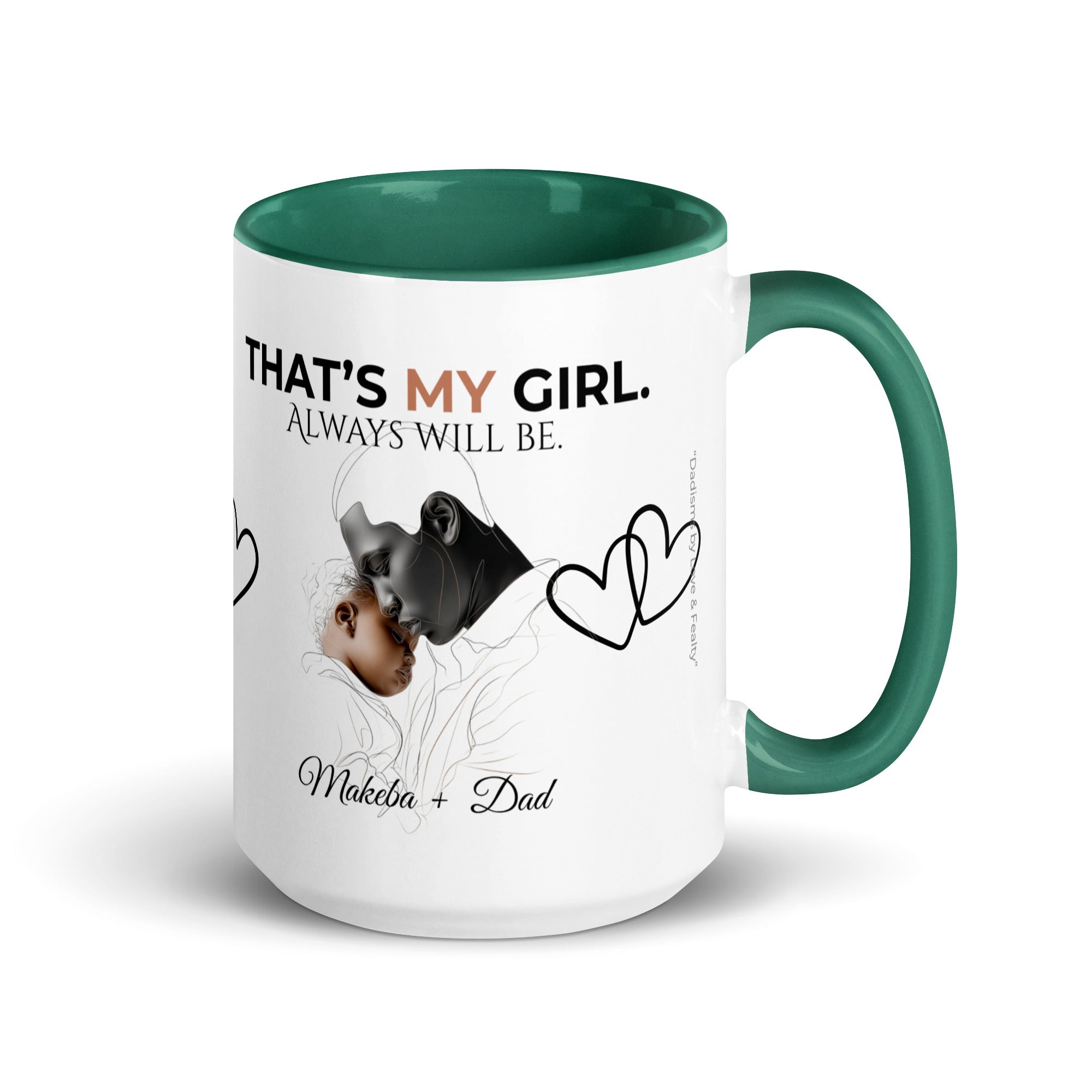 Dadisms 'My Girl' Line Duo Mug I (Color Block)-personalized with daughter’s name-Love & Fealty-Black-11 oz-Love and Fealty