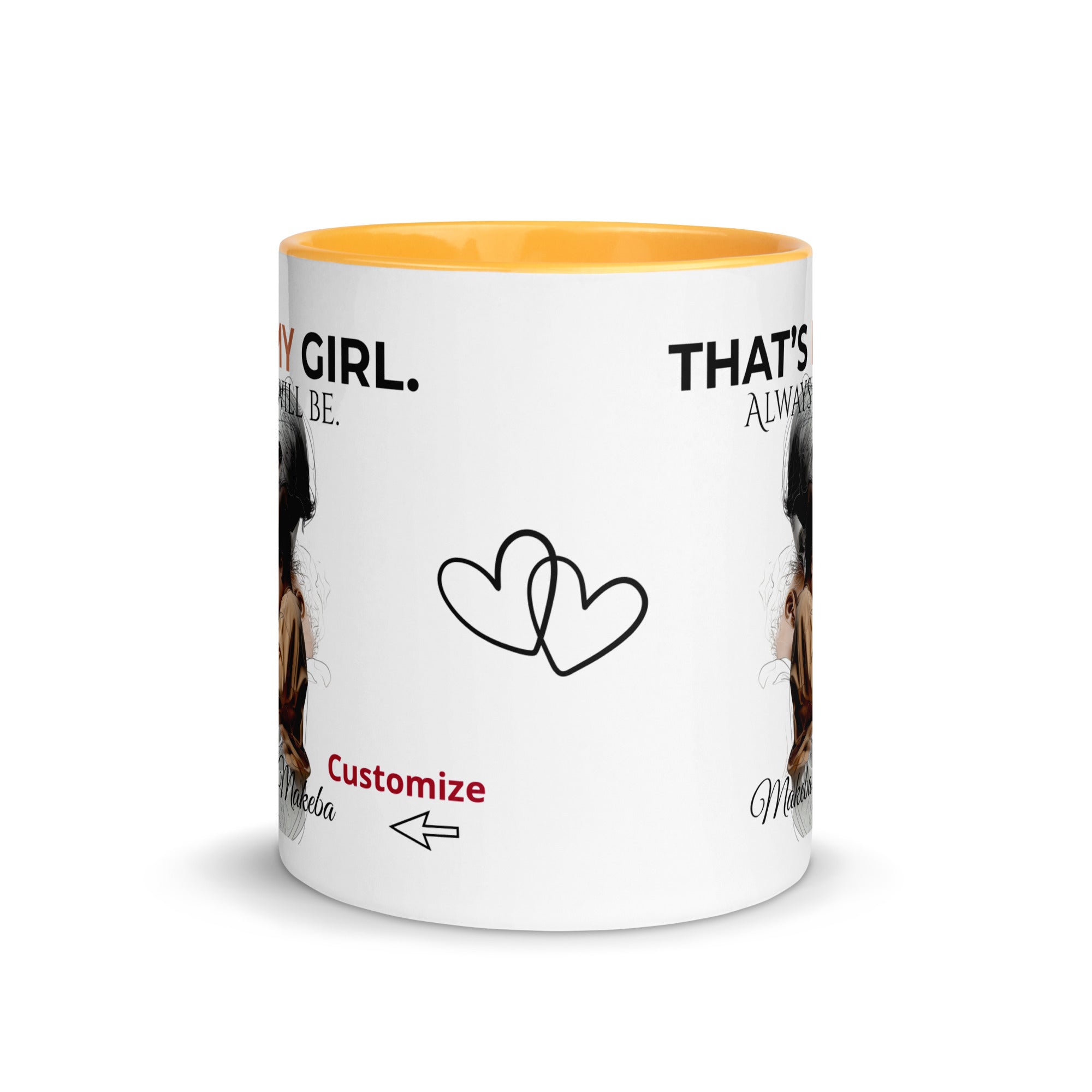 Dadisms 'My Girl' Line Duo Mug II (Color Block)-personalized with daughter’s name-Love & Fealty-Black-11 oz-Love and Fealty