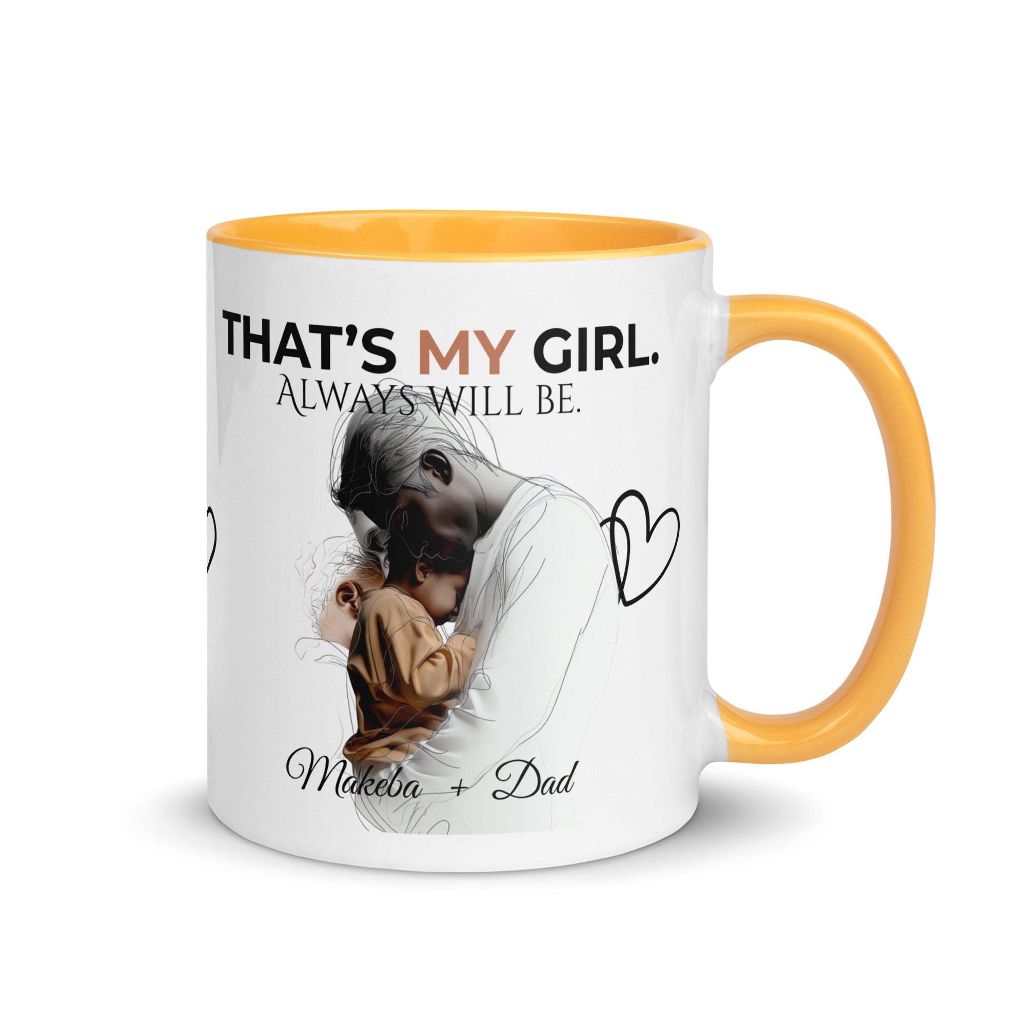 Dadisms 'My Girl' Line Duo Mug II (Color Block)-personalized with daughter’s name-Love & Fealty-Black-11 oz-Love and Fealty