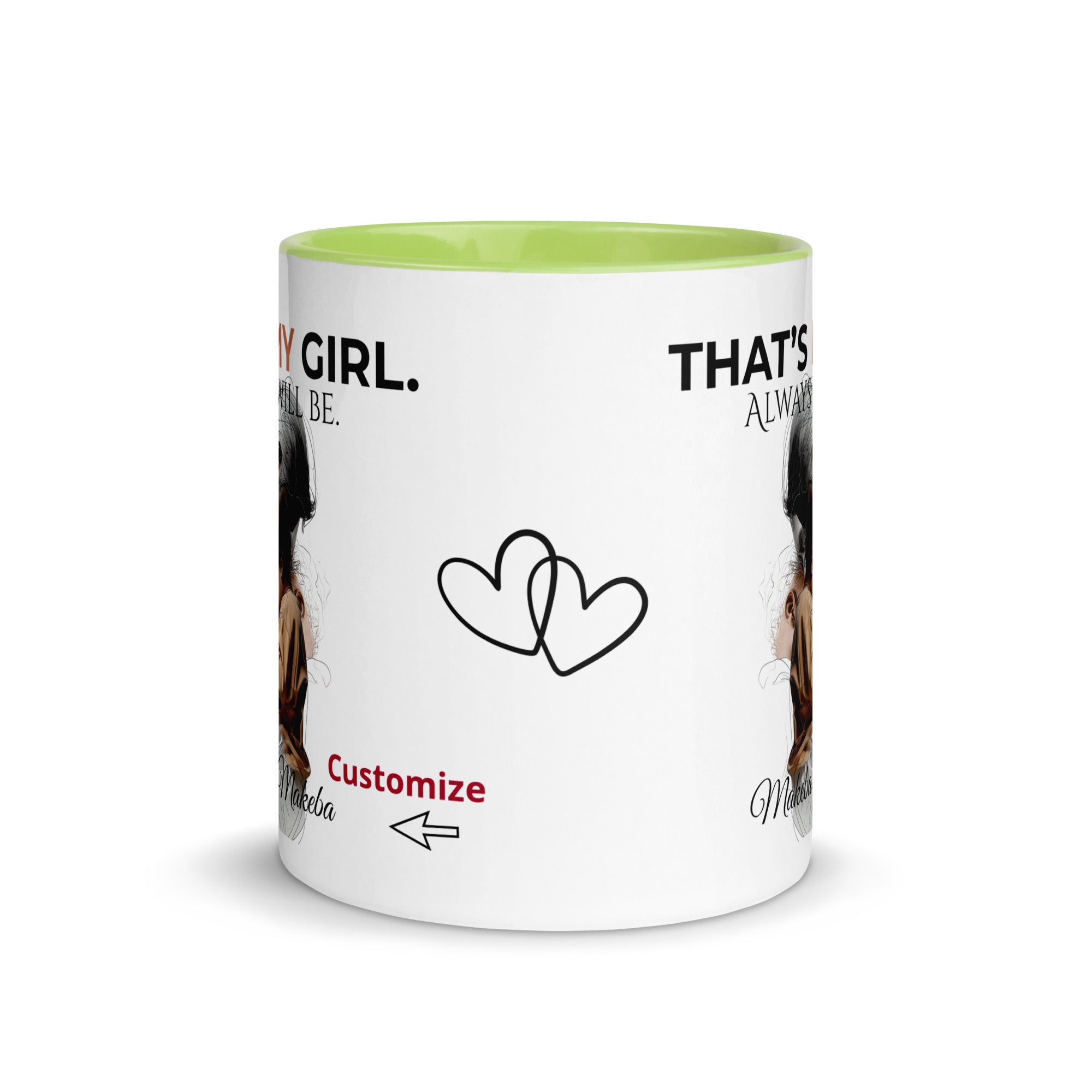 Dadisms 'My Girl' Line Duo Mug II (Color Block)-personalized with daughter’s name-Love & Fealty-Black-11 oz-Love and Fealty