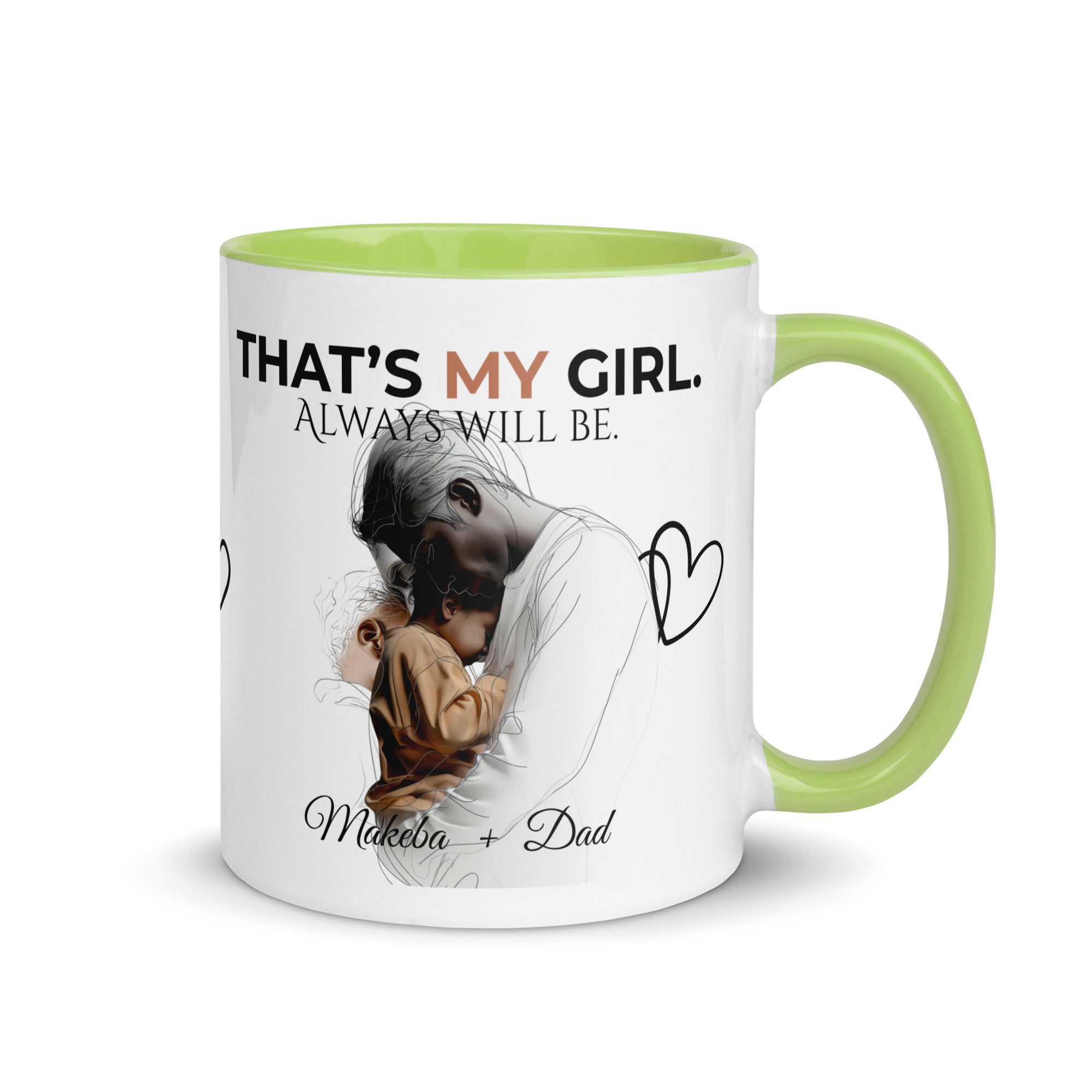 Dadisms 'My Girl' Line Duo Mug II (Color Block)-personalized with daughter’s name-Love & Fealty-Black-11 oz-Love and Fealty
