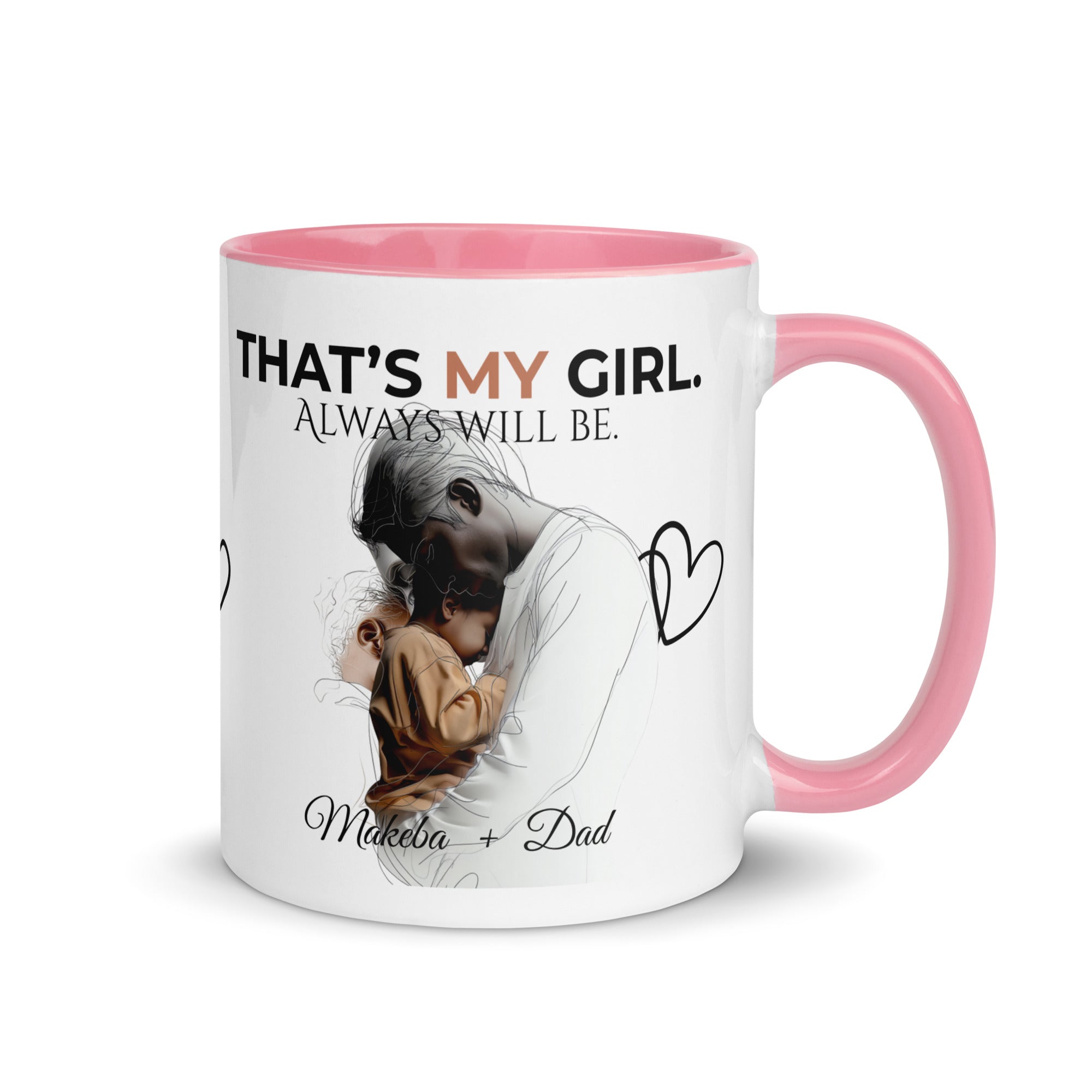 Dadisms 'My Girl' Line Duo Mug II (Color Block)-personalized with daughter’s name-Love & Fealty-Black-11 oz-Love and Fealty