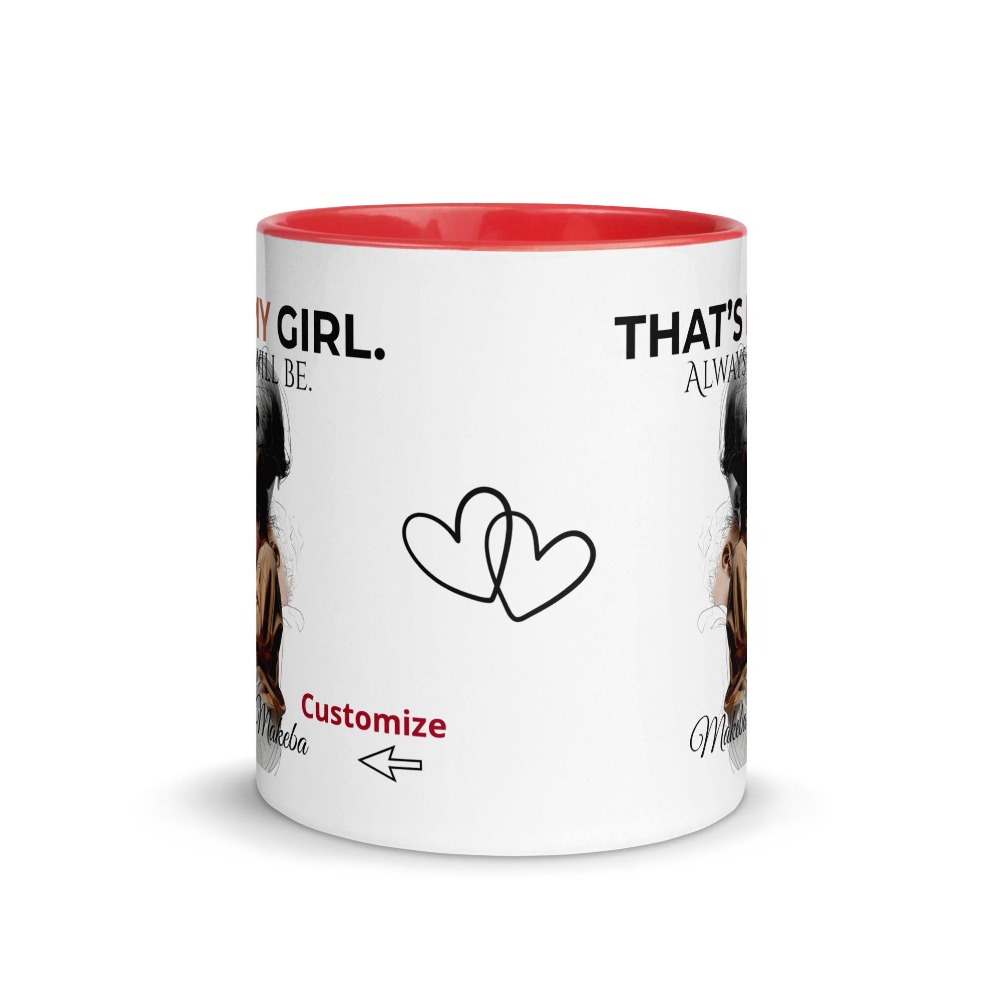 Dadisms 'My Girl' Line Duo Mug II (Color Block)-personalized with daughter’s name-Love & Fealty-Black-11 oz-Love and Fealty