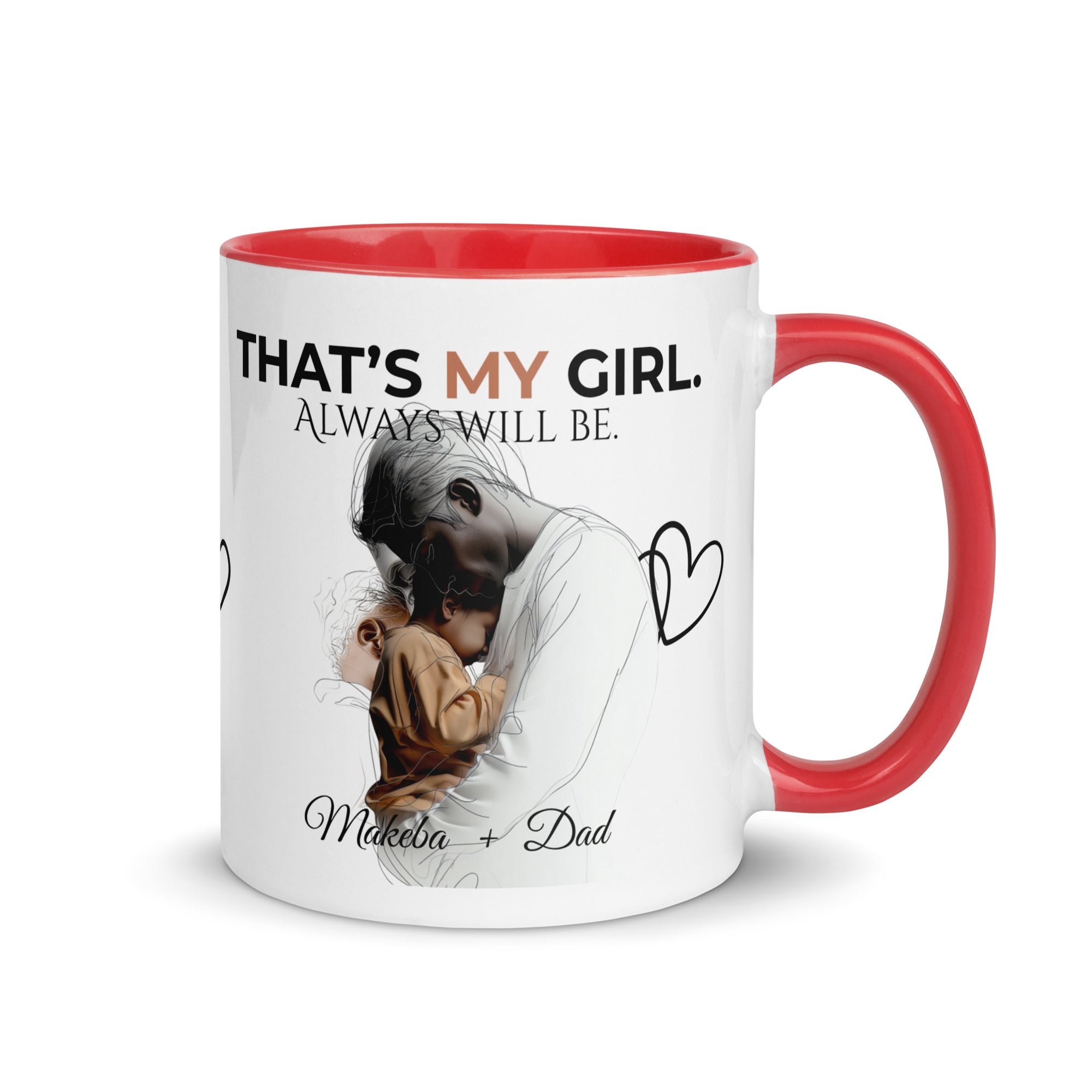 Dadisms 'My Girl' Line Duo Mug II (Color Block)-personalized with daughter’s name-Love & Fealty-Black-11 oz-Love and Fealty