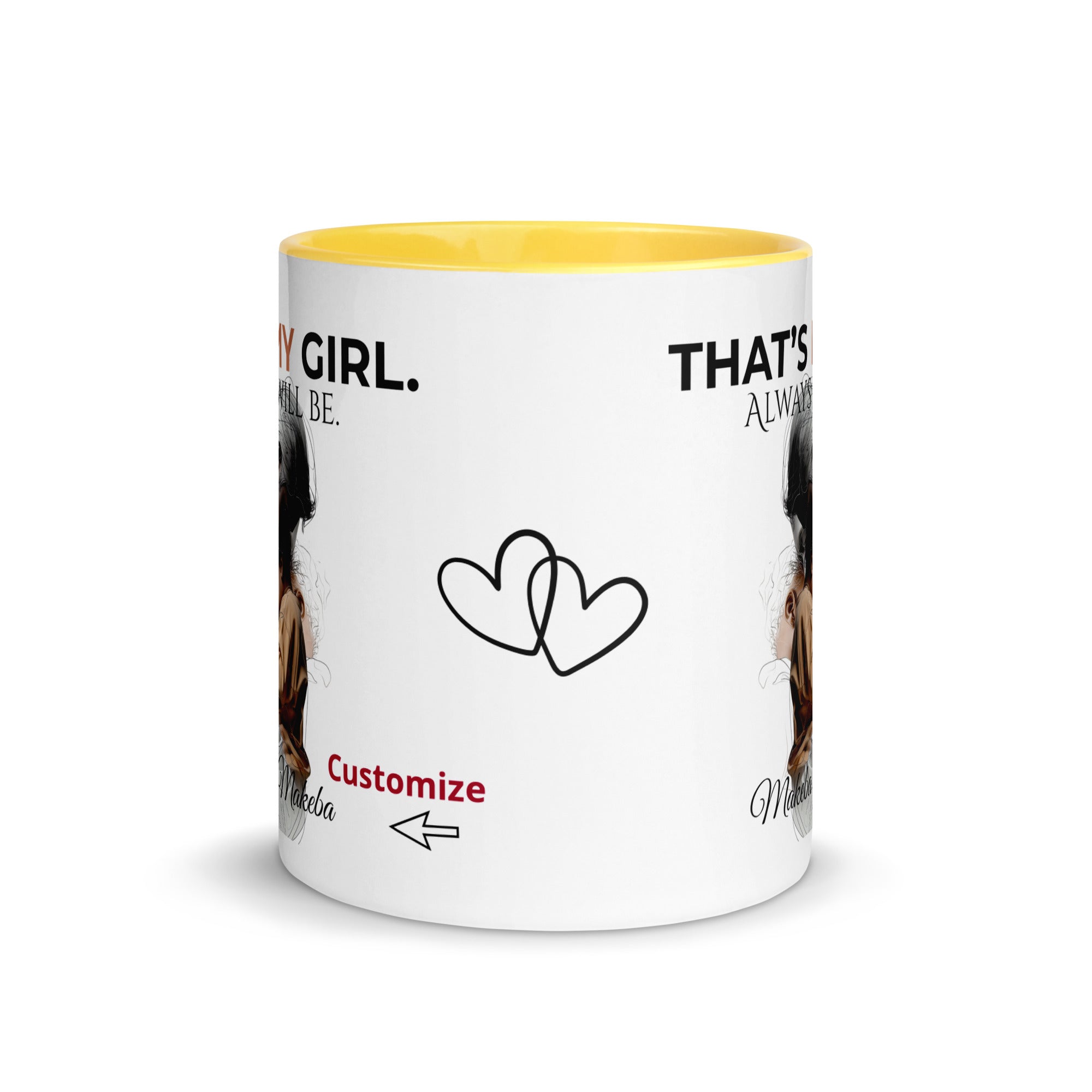 Dadisms 'My Girl' Line Duo Mug II (Color Block)-personalized with daughter’s name-Love & Fealty-Black-11 oz-Love and Fealty