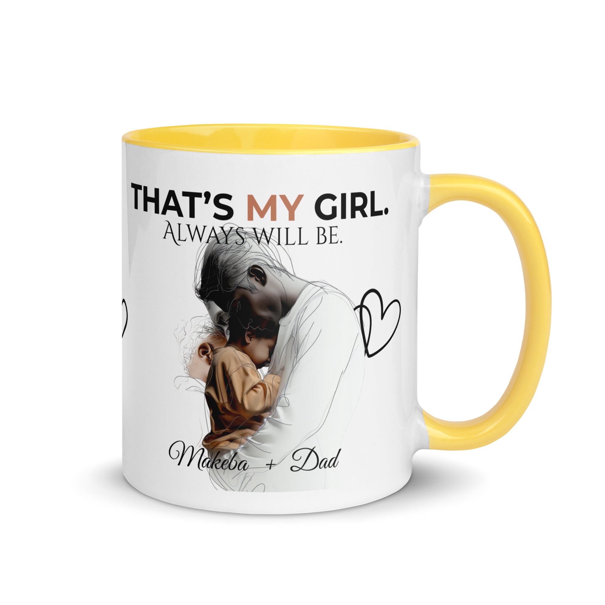 Dadisms 'My Girl' Line Duo Mug II (Color Block)-personalized with daughter’s name-Love & Fealty-Black-11 oz-Love and Fealty